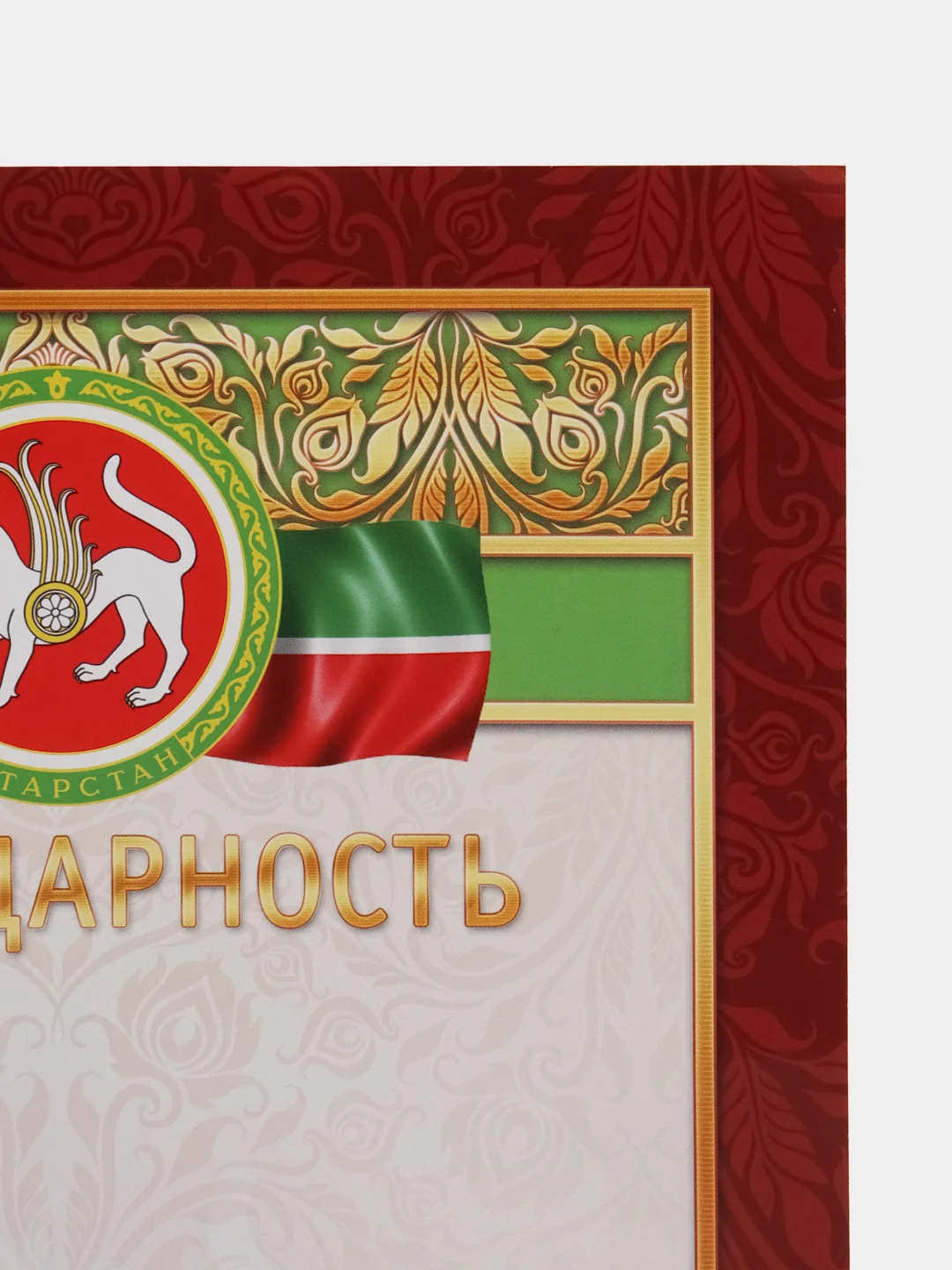 Благодарность, благодарственное письмо, герб РТ, герб РФ, размер 21*29,7 см