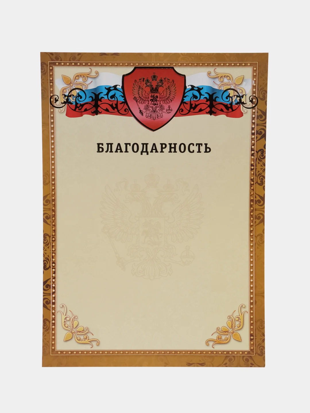 Благодарность, благодарственное письмо, герб РТ, герб РФ, размер 21*29,7 см
