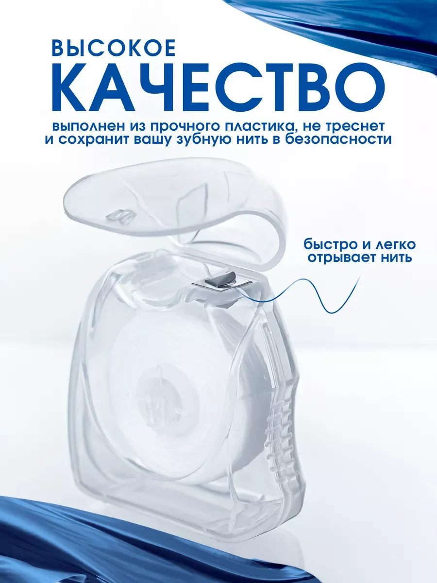 Зубная нить с ароматом мяты, вощеная 50-250 м, с кейсом