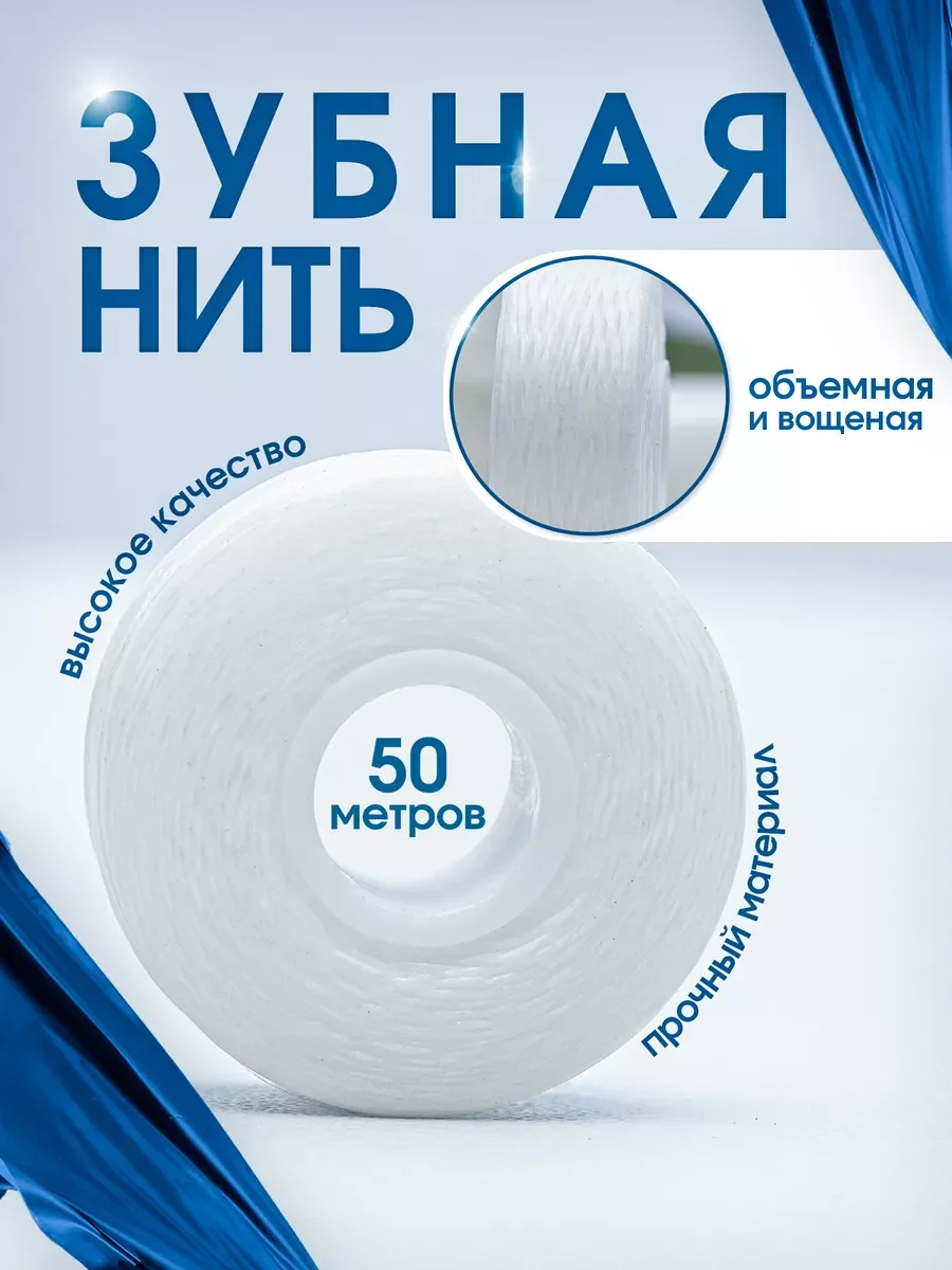Зубная нить с ароматом мяты, вощеная 50-250 м, с кейсом