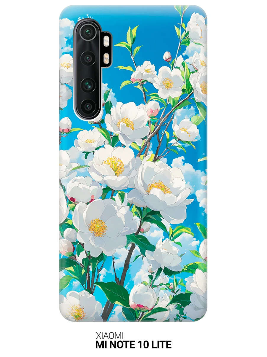 Силиконовый чехол на Xiaomi Mi Note 10 Lite с принтом "Белая вишня"