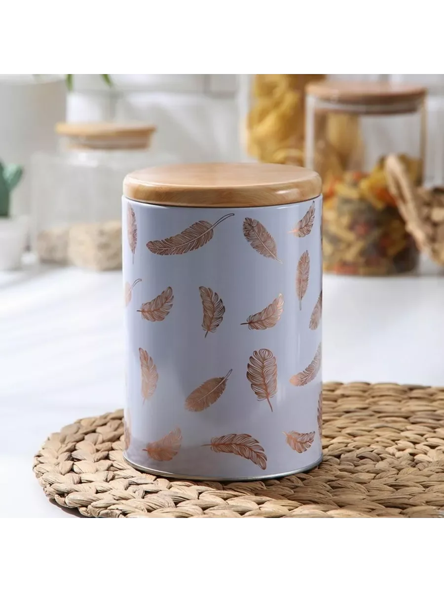 Банка для хранения сыпучих продуктов «Перо», цвет лавандовый