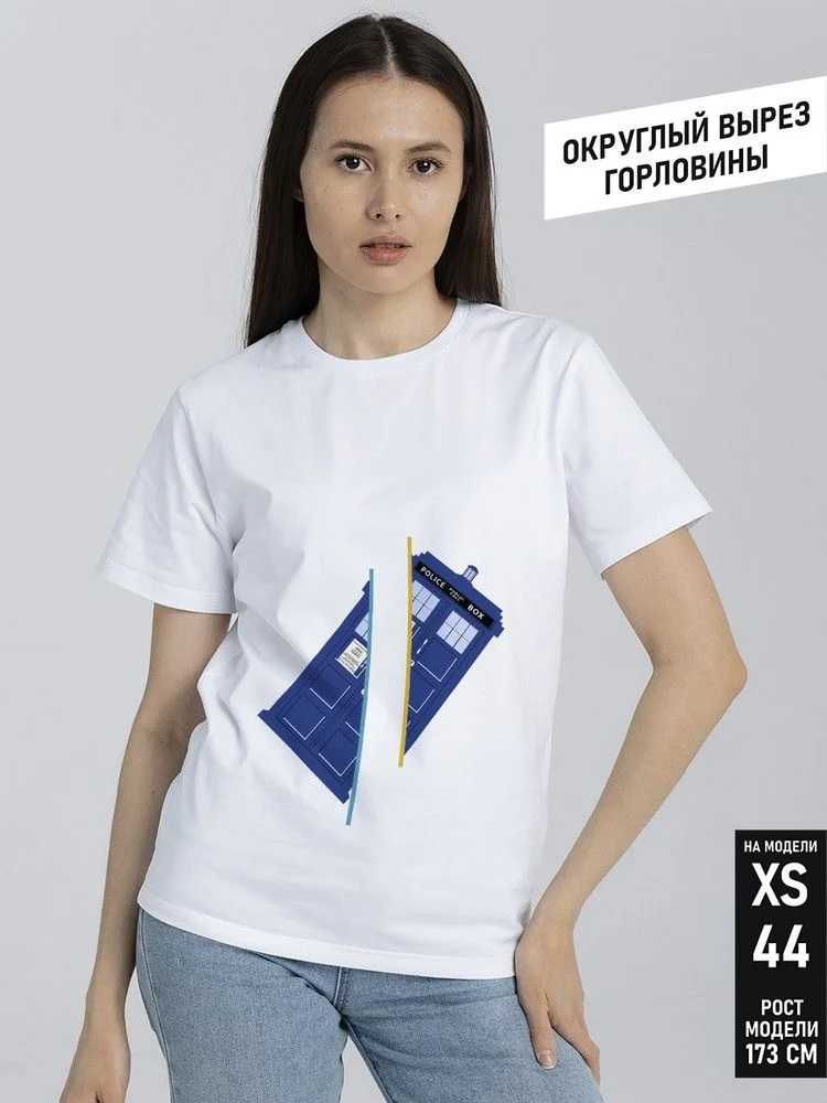 Футболка белая сериал Доктор Кто (dr Who, научная фантастика, Тардис, порталы) - 38531