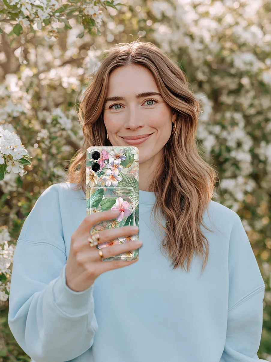 Силиконовый чехол на Samsung Galaxy A07 с принтом Шепот тропиков, pkt с карманом для карты